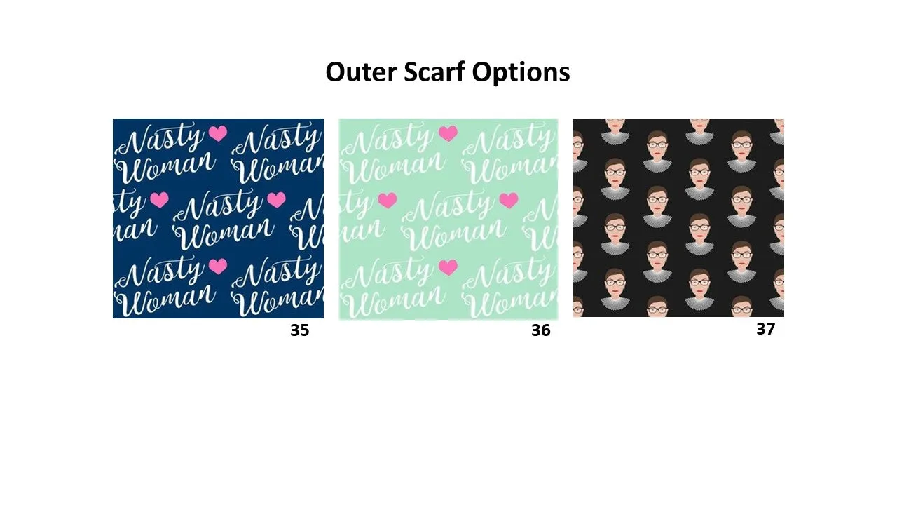 Customizable Knit Infinity Scarf with Optional Hidden Pocket: Feminist Prints