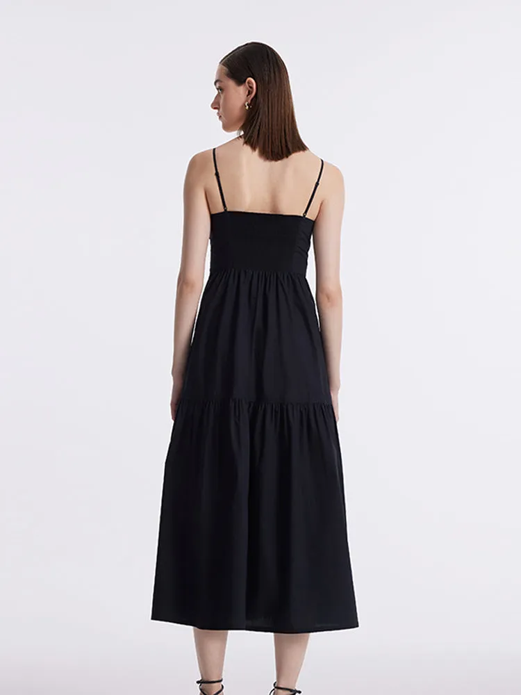 Cut-out Spaghetti Strap Bowknot Tied Maxi Dress