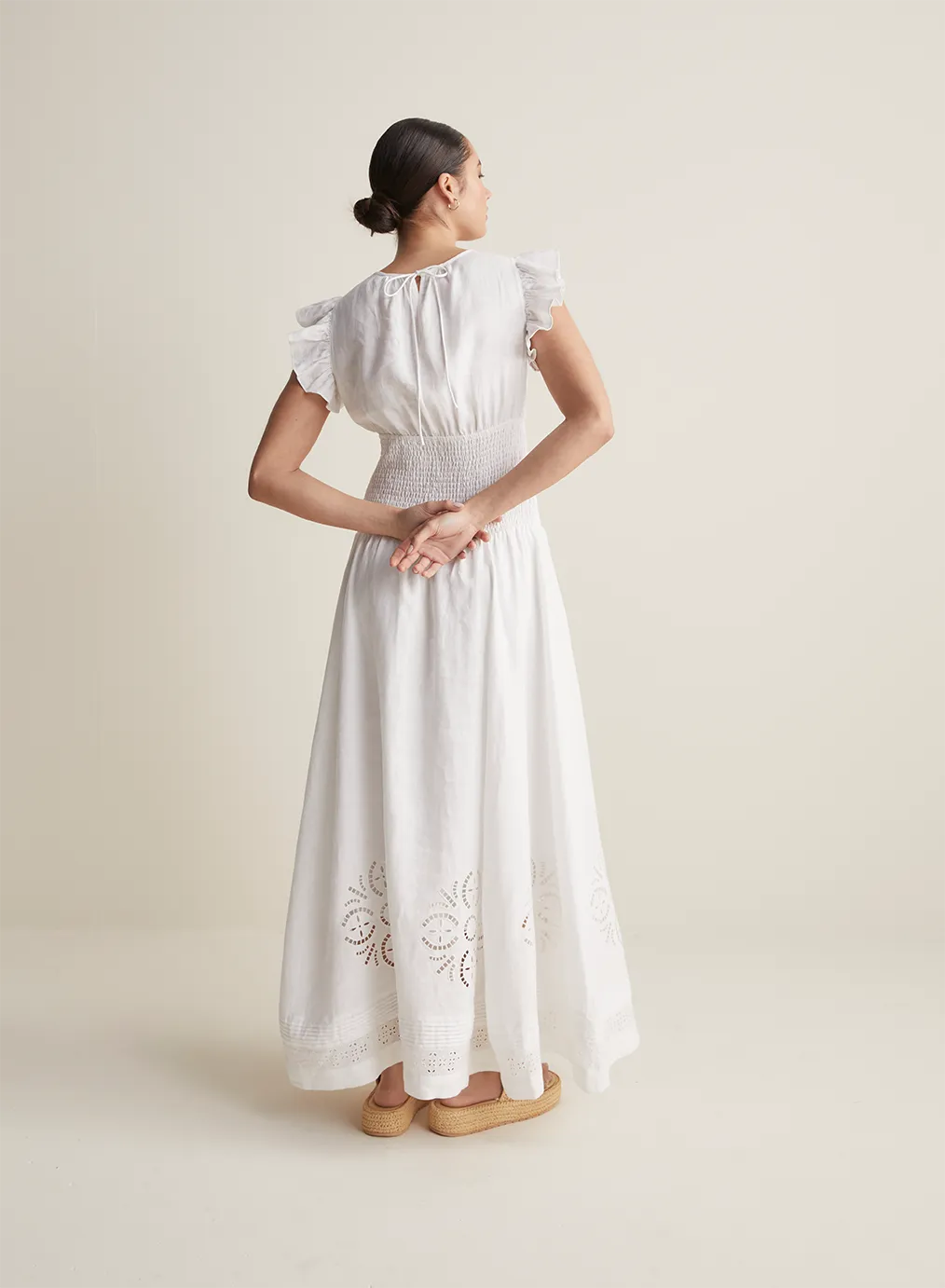 Daphine Linen Embroidery Maxi Dress | Restock