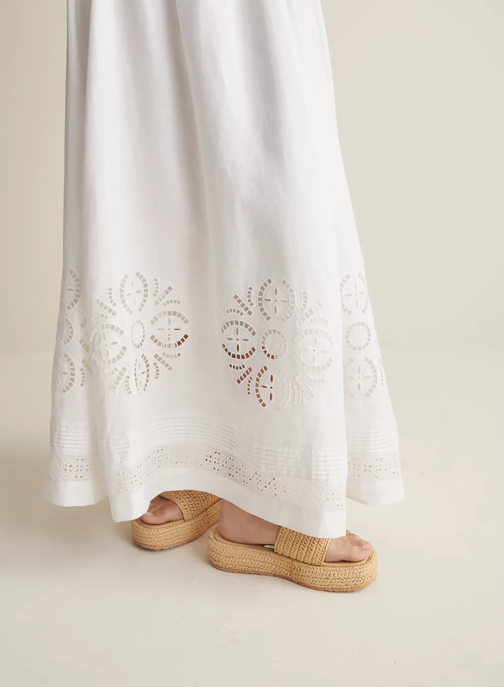 Daphine Linen Embroidery Maxi Dress | Restock