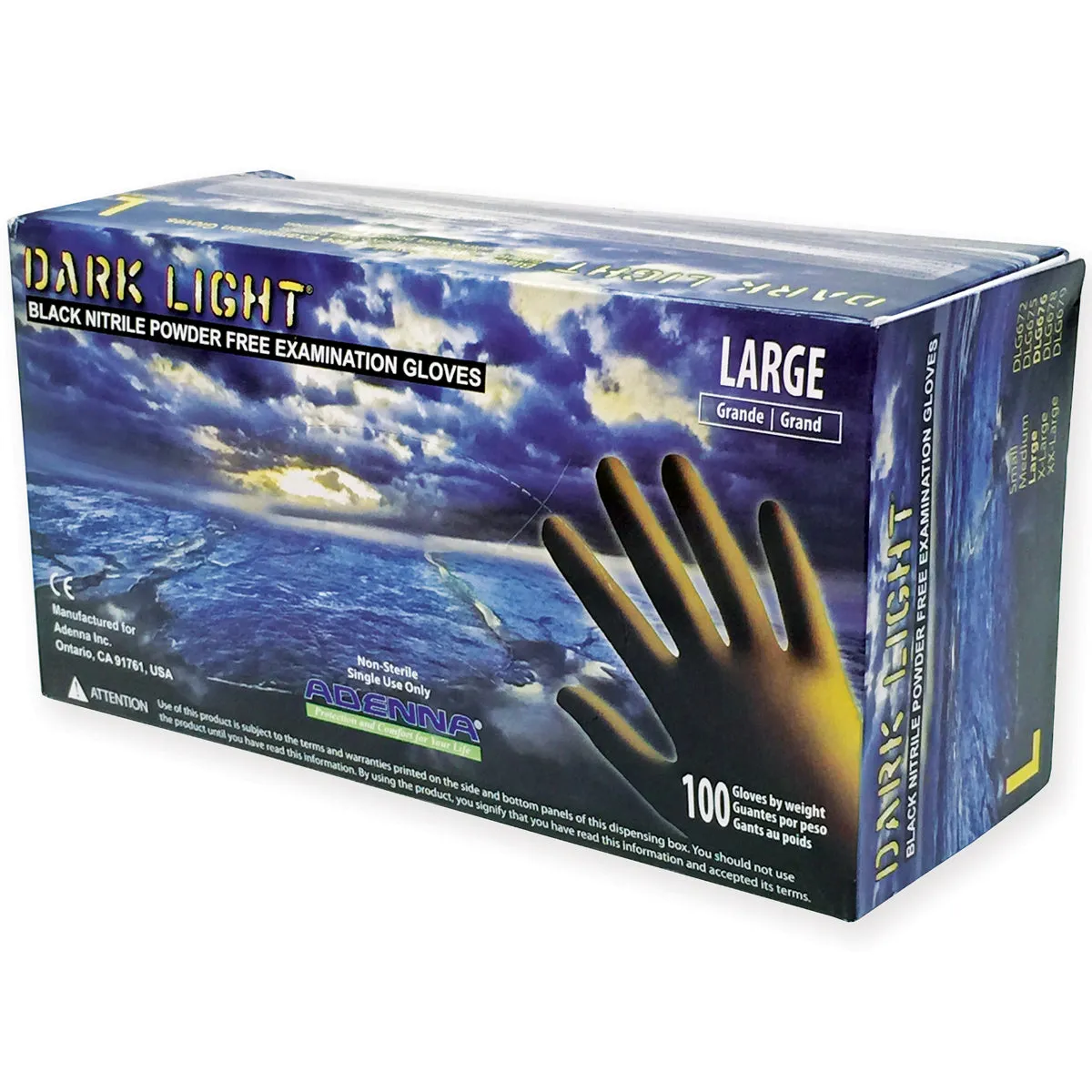 Dark Light 9 mil Nitrile Powder Free Examination Gloves - Black