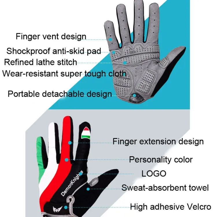 DemonKnights Cycling Gloves Full Finger Bicycle Gloves Outdoor Sports Equipment, Size: XXL(Azzurri)