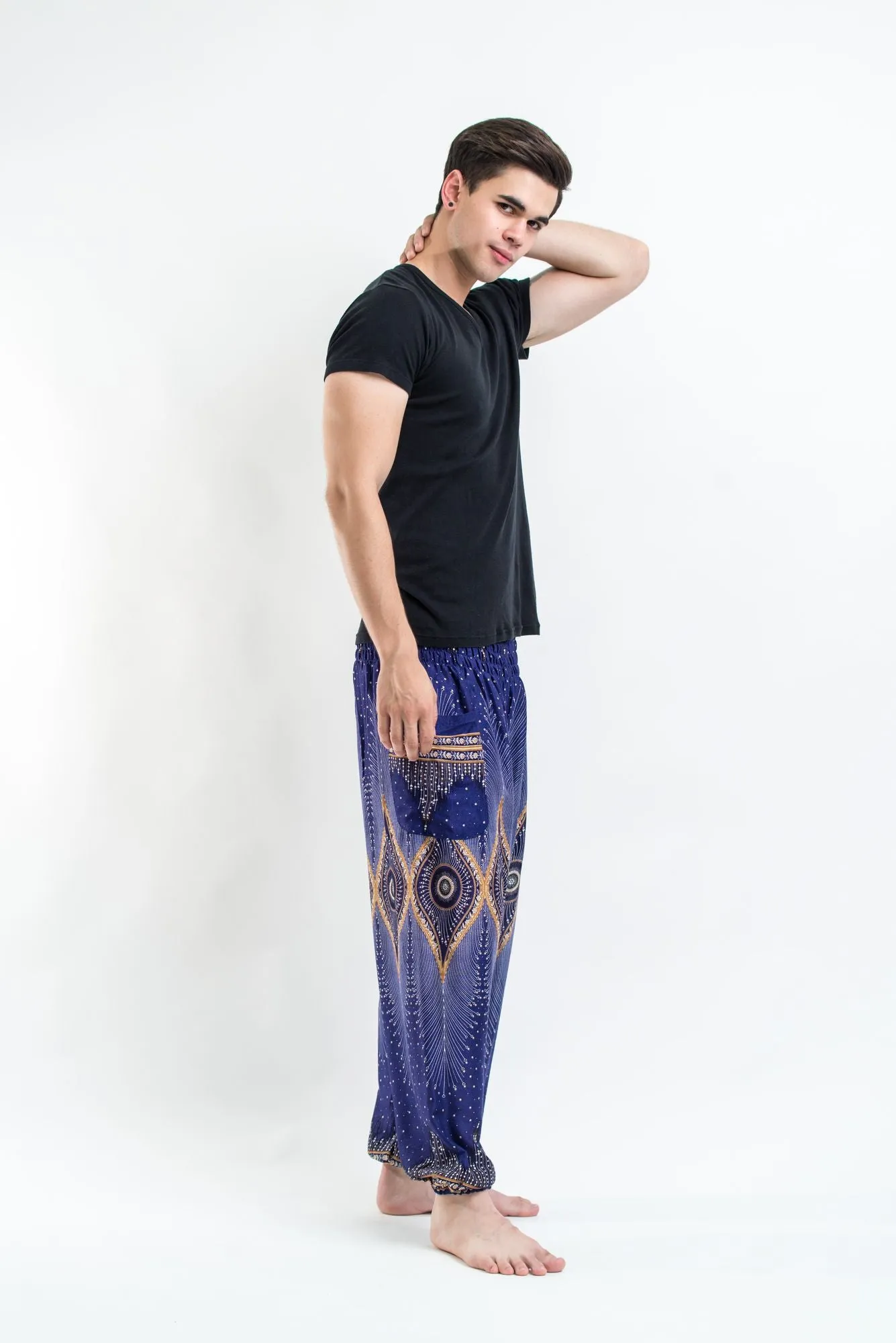 Diamond Peacock Men's Harem Pants in Blue