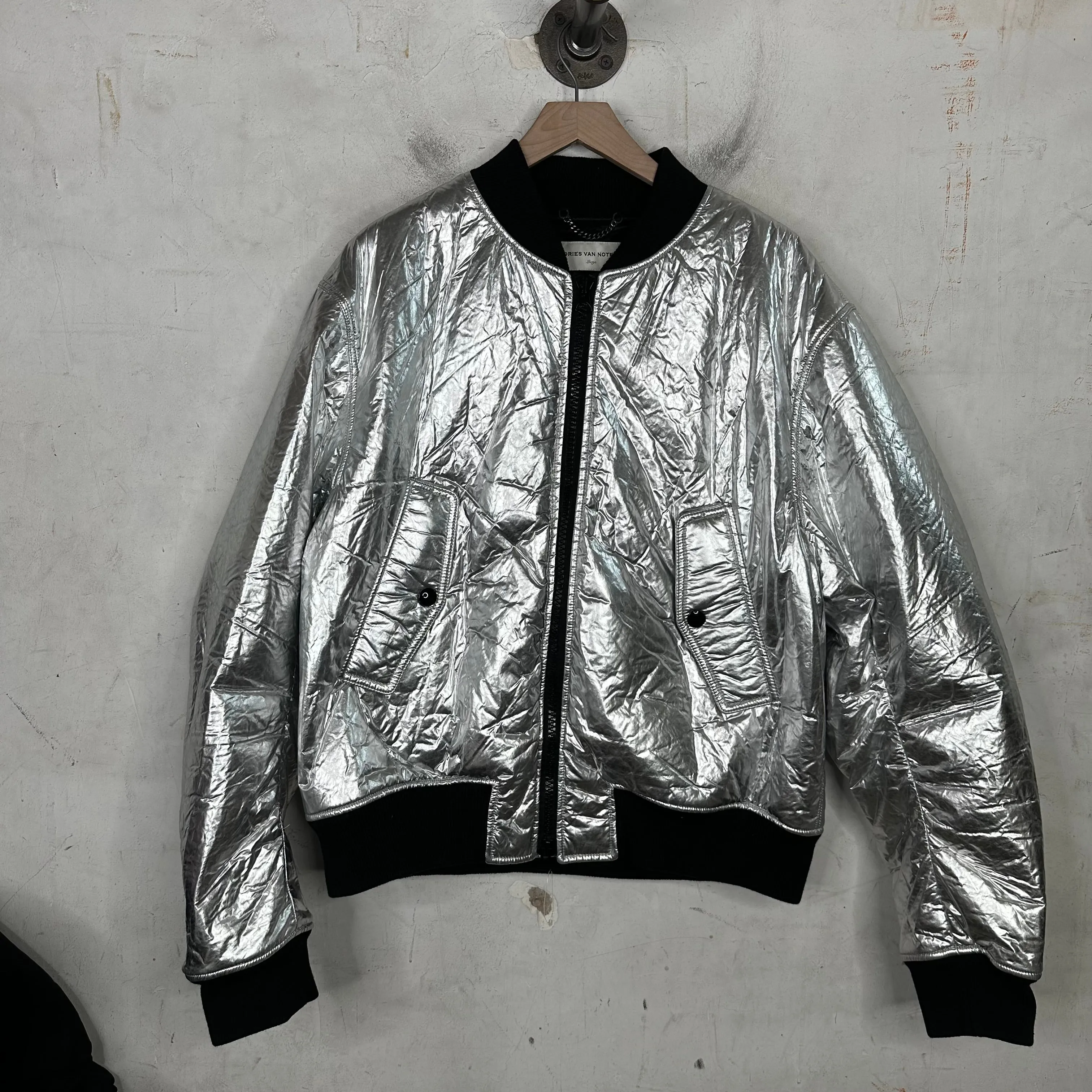 Dries Van Noten Foil Zipper Bomber Jacket