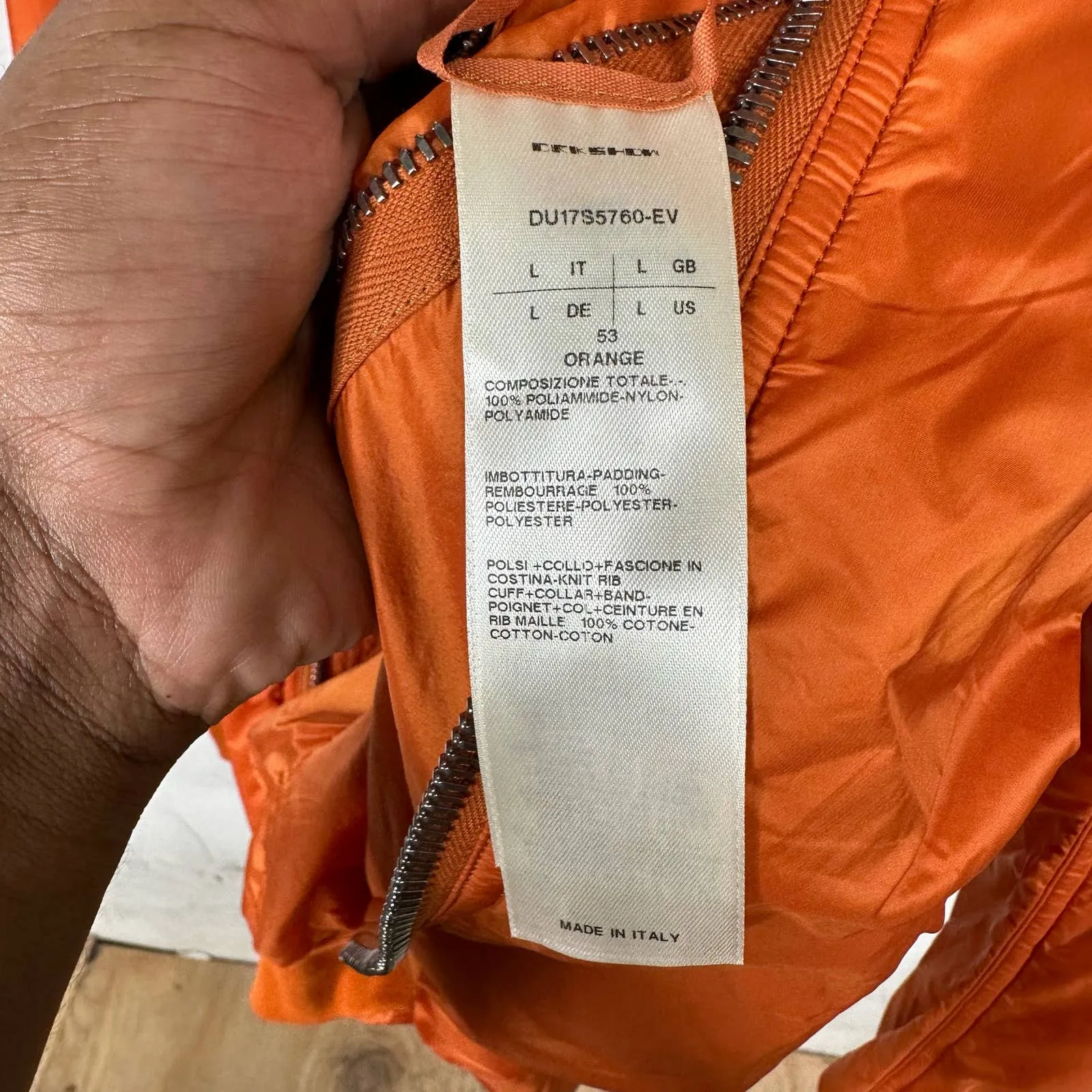 DRKSHDW Orange Nylon Bomber Jacket