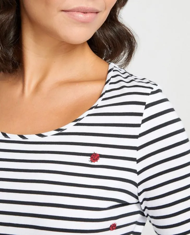 Embroidered Striped Lady Bird Tee Shirt