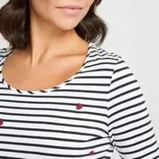 Embroidered Striped Lady Bird Tee Shirt