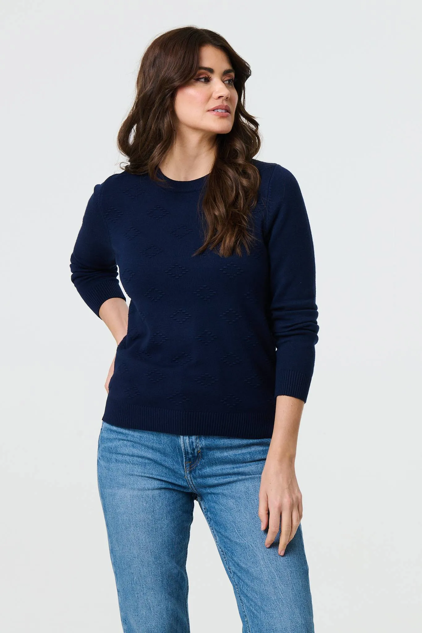 Embroidered Texture Long Sleeve Jumper