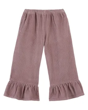 Emile et Ida Purple Ruffled Velvet Crop Pants