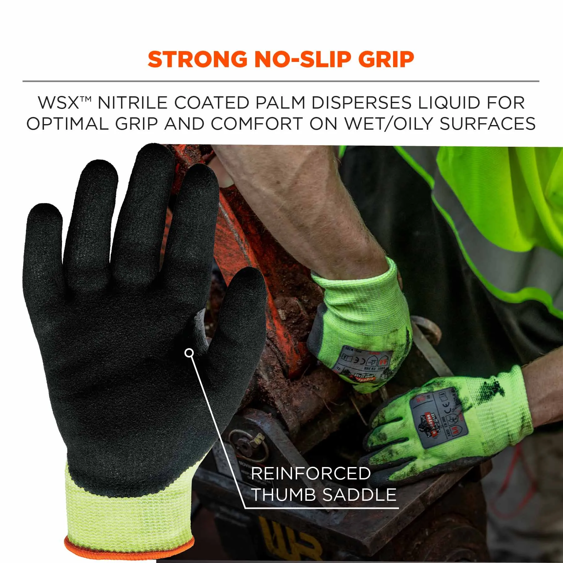 Ergodyne 17823 7041-CASE M Lime ANSI A4 Nitrile-Coated CR Gloves 144-Pair