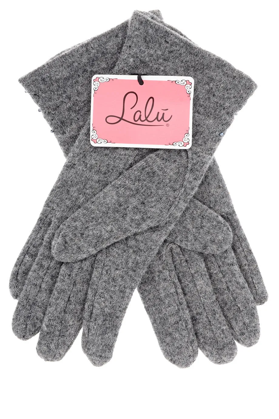 ERILIA Grey Beads Wool Women Gloves