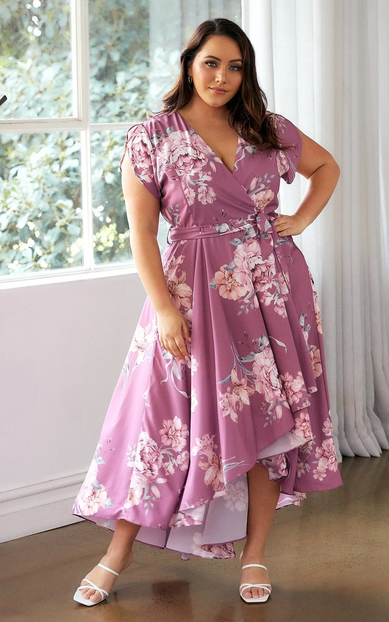 Erin Maxi Dress - Mauve Floral