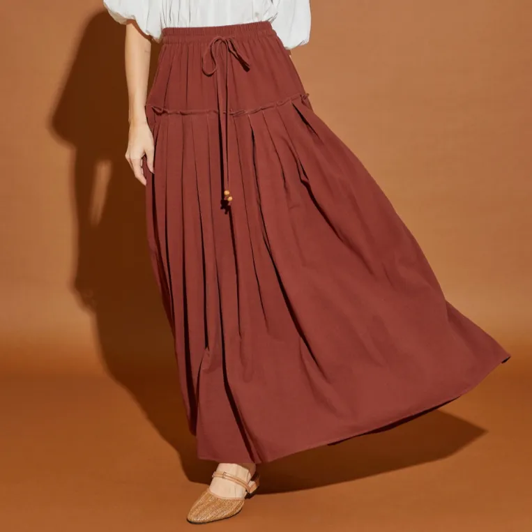 Feeling Free Drawstring Pleated Maxi Skirt