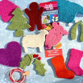 Festive Selection Box of Felt Decorations