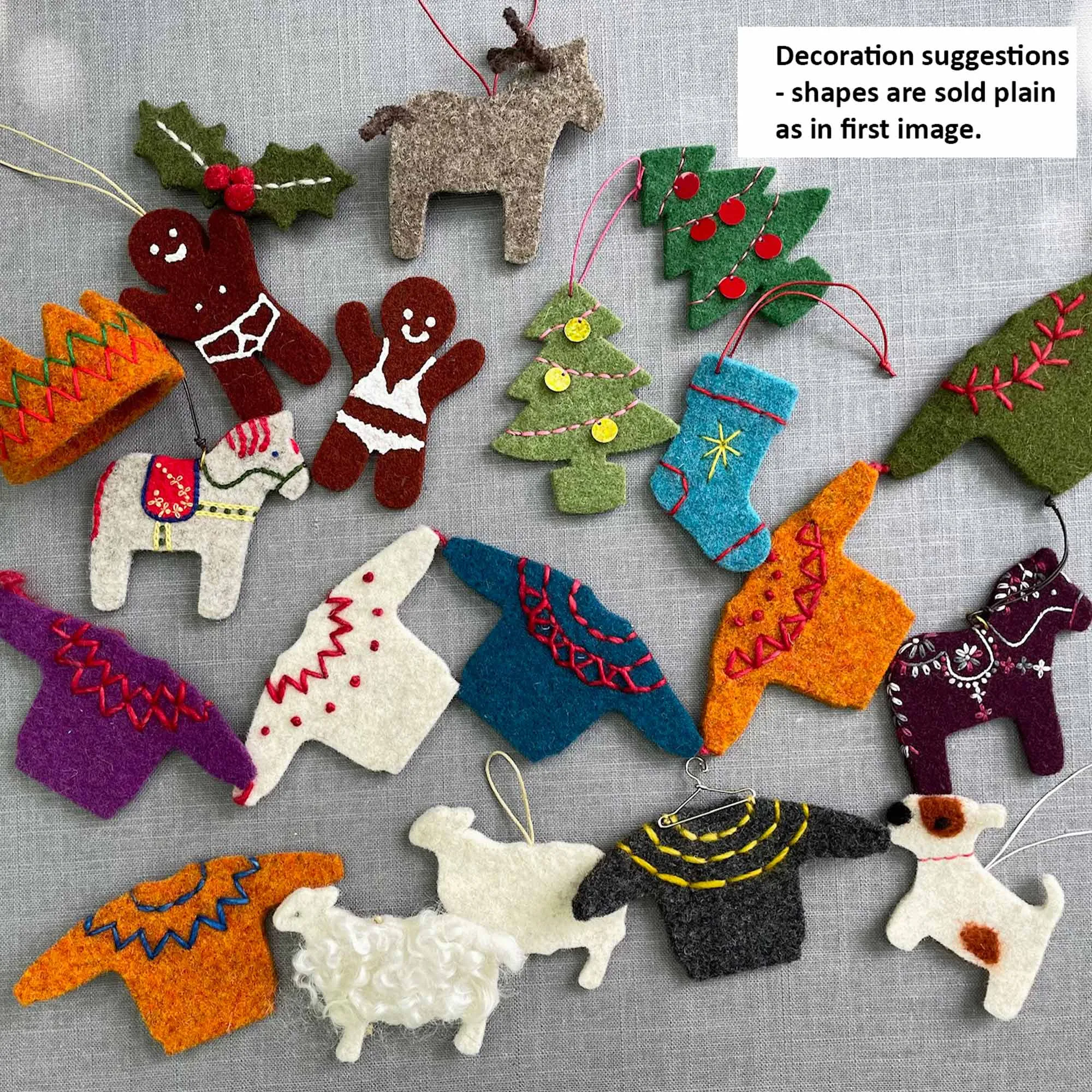 Festive Selection Box of Felt Decorations