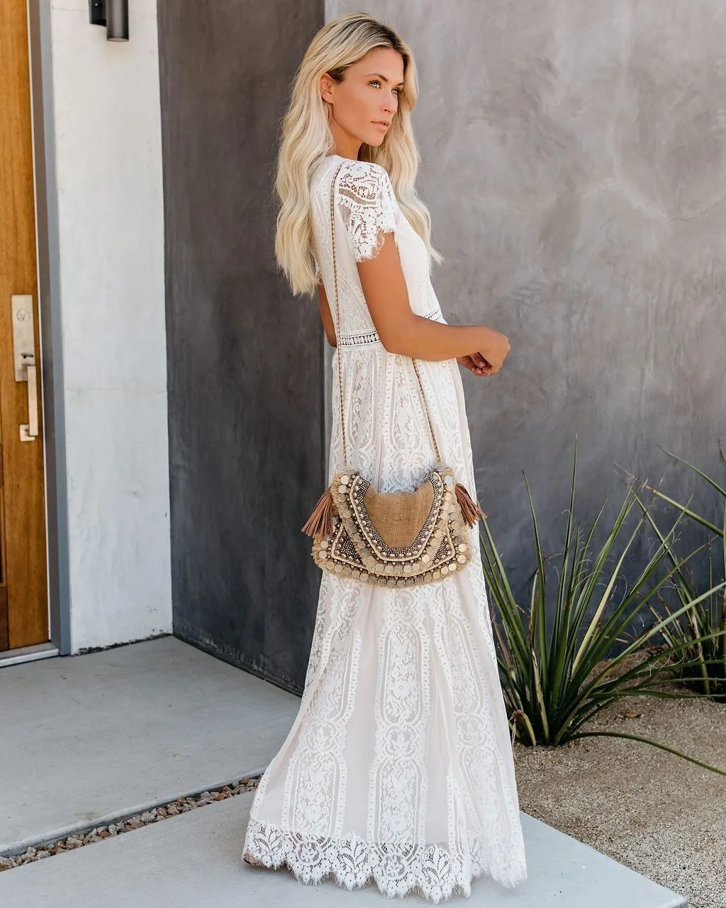 Fill Your Heart Lace Maxi Dress - Cream