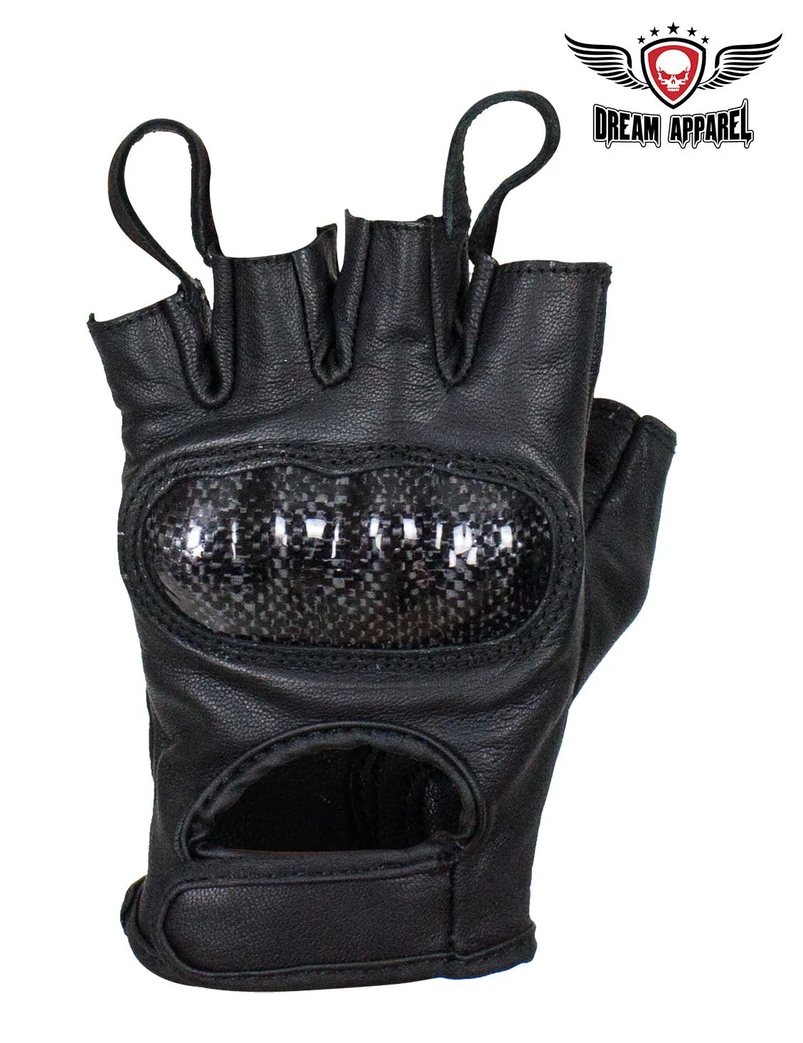 Fingerless Naked Cowhide Leather Motorcycle Gloves