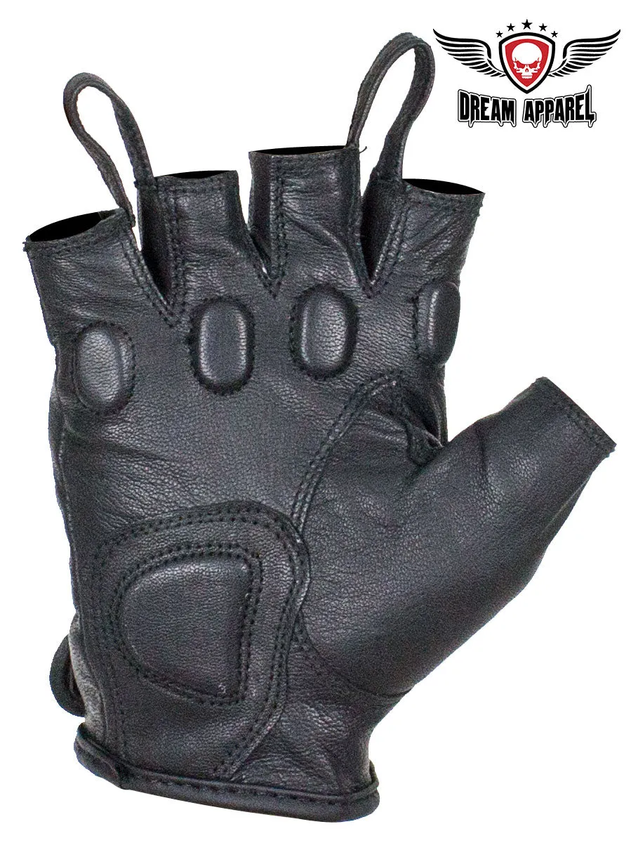 Fingerless Naked Cowhide Leather Motorcycle Gloves