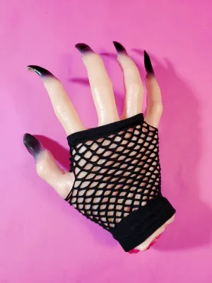 Fishnet Fingerless Gloves - Black