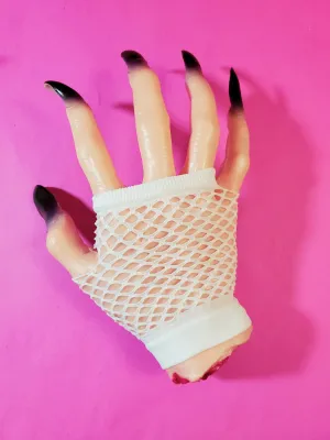 Fishnet Fingerless Gloves - White