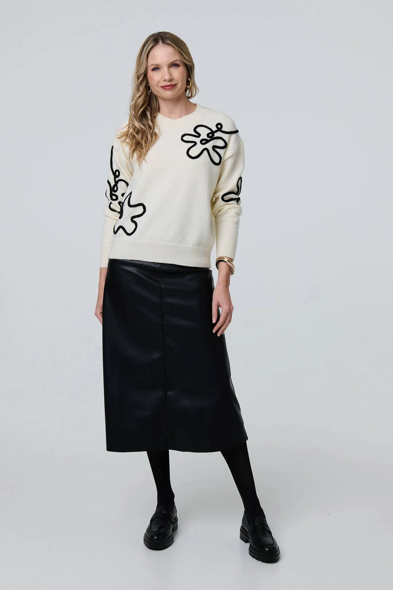 Floral Embroidered Relaxed Jumper