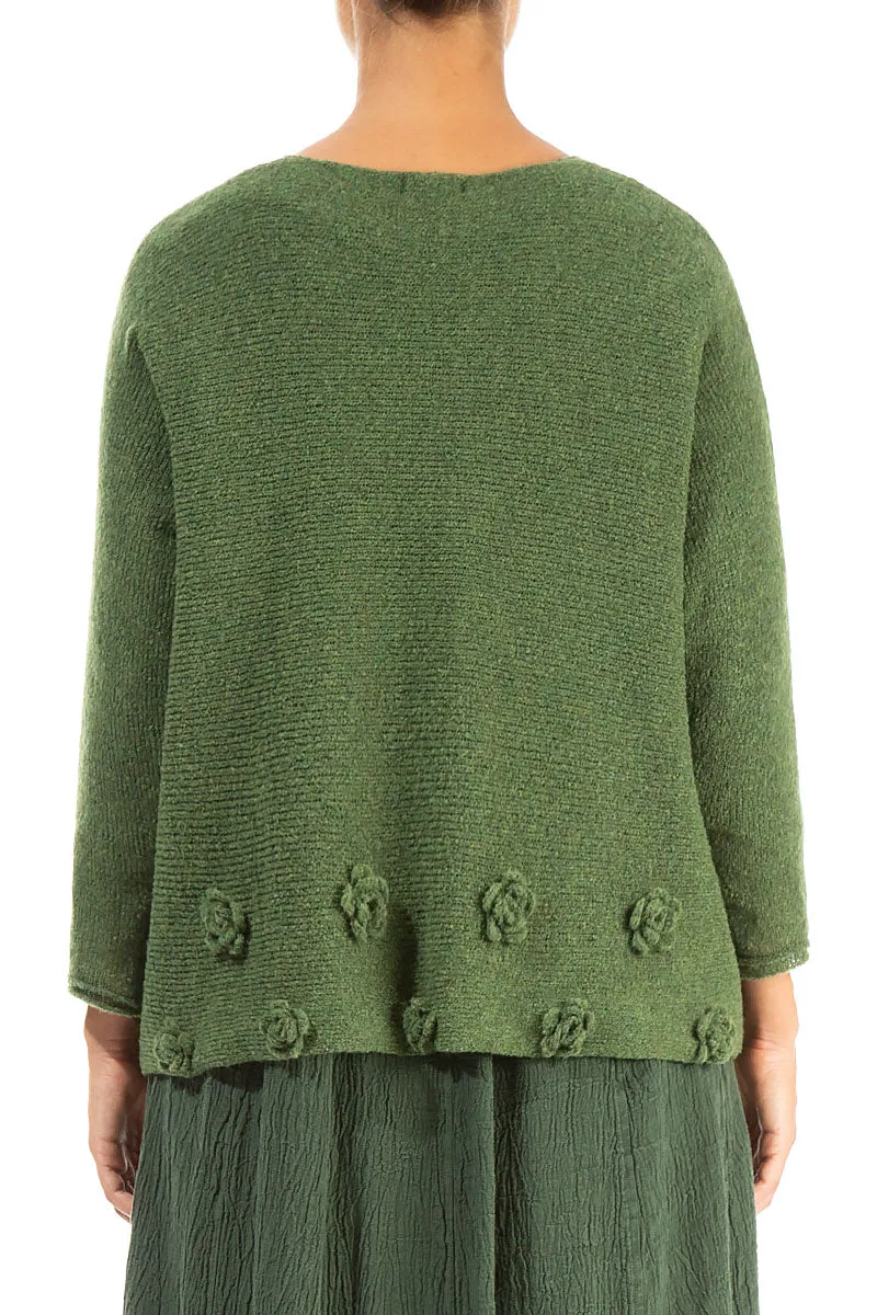 Flowers Dark Sage Wool Sweater