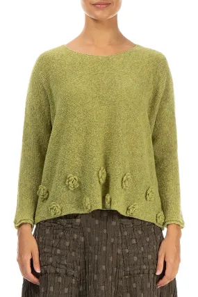 Flowers Golden Lime Wool Sweater