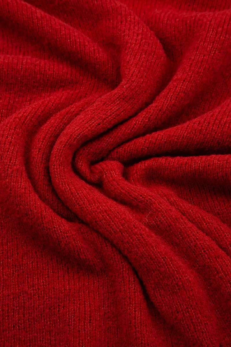 Flowers Red Wool Sweater