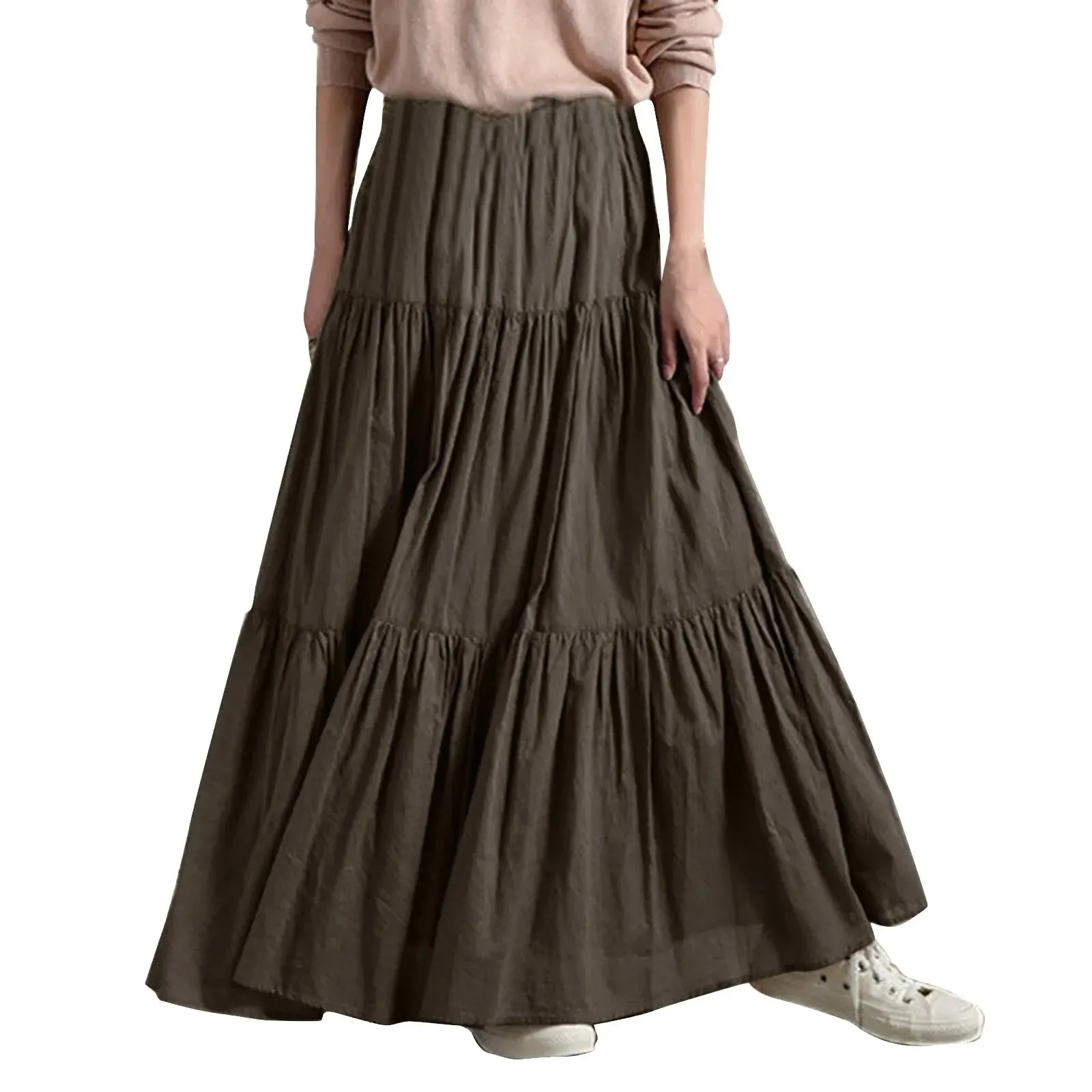 Flowy Boho Skirt Elegant A-line Loose Vintage Maxi Holiday Beach Seaside Retro Skirt