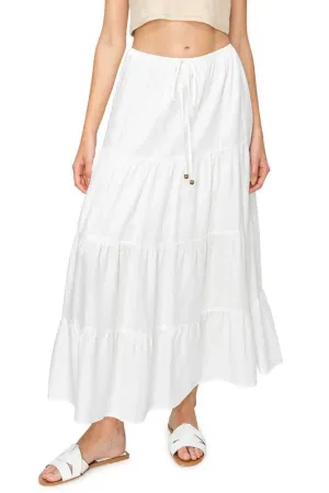 Flowy Linen Maxi Skirt White