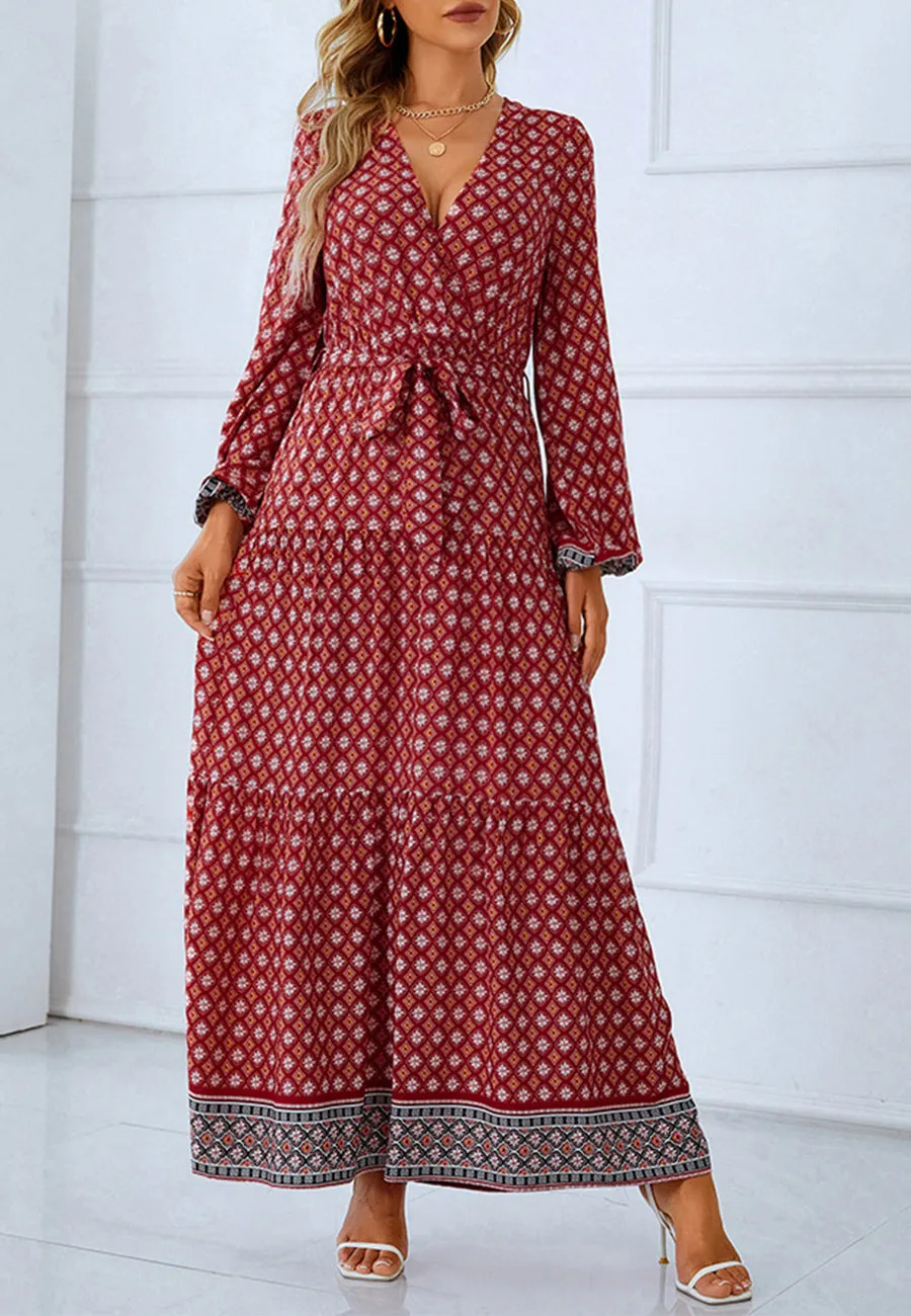 Geometric Boho Print Maxi Dress