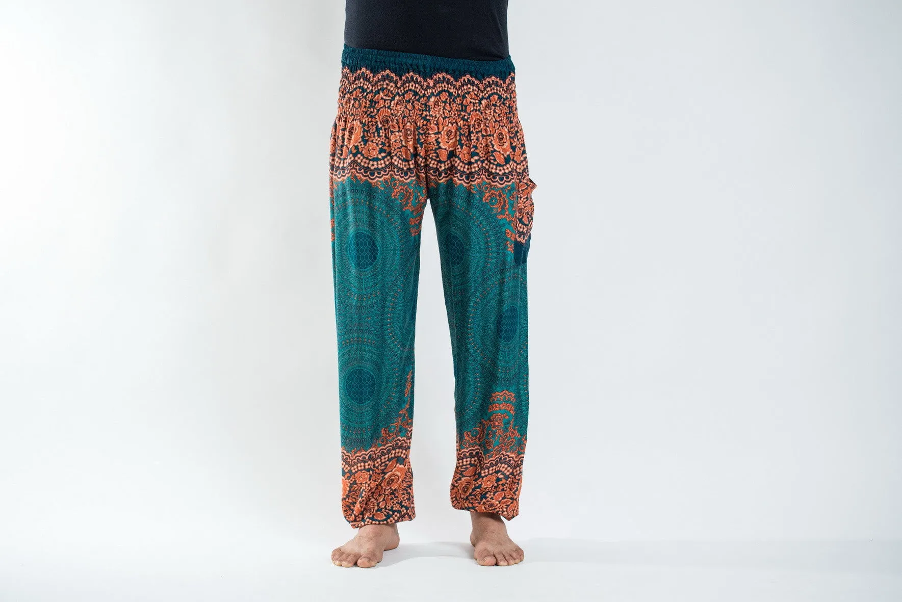 Geometric Mandalas Men's Harem Pants in Turquoise