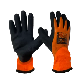 Glovezilla Large Latex Thermal Orange Gloves - Pack Of 10