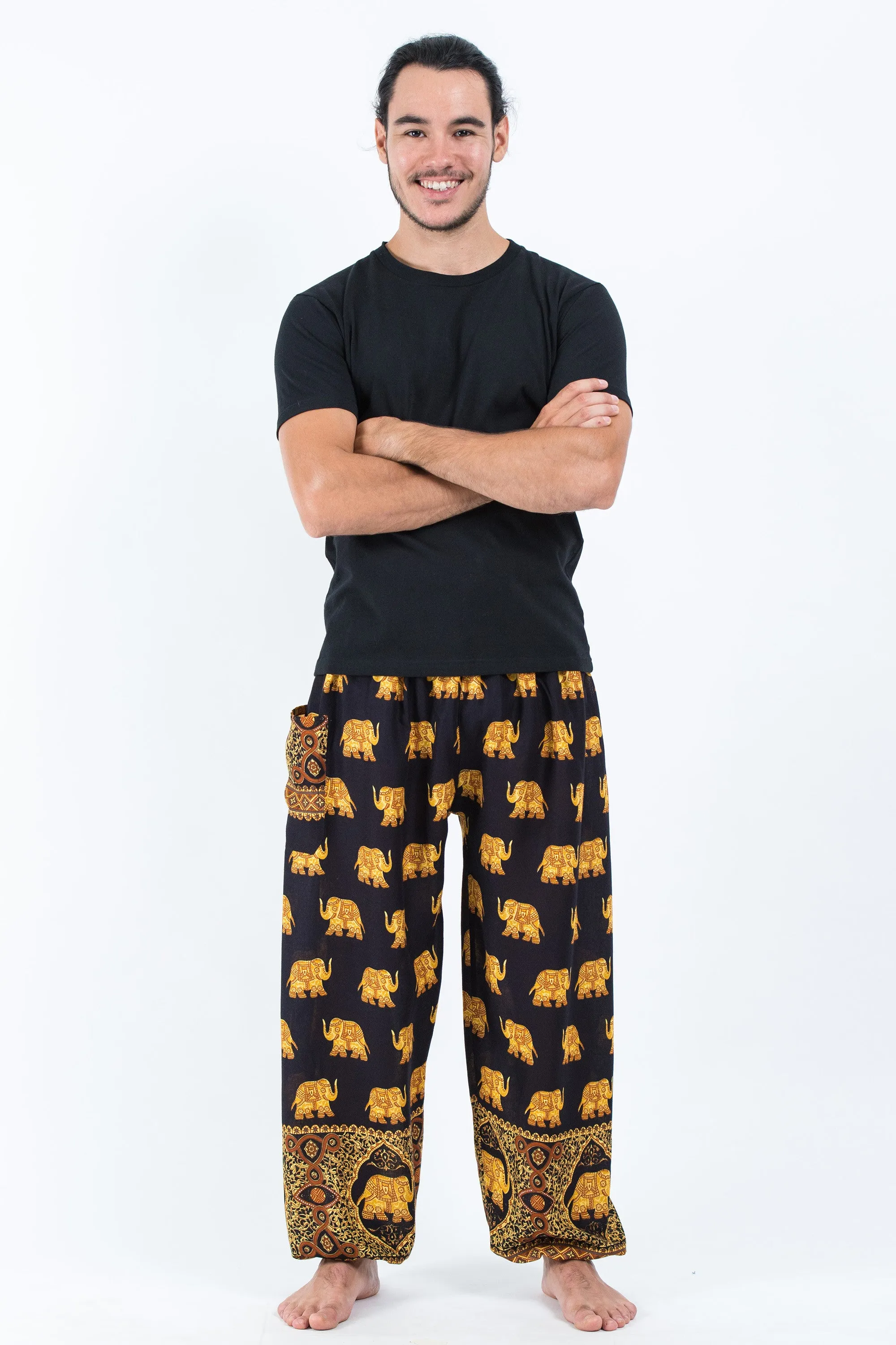 Golden Elephant Men's Elephant Pants in Black