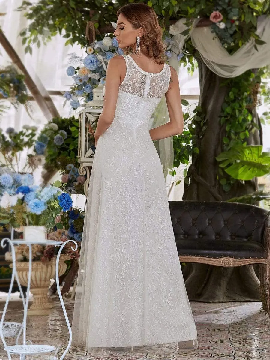 Gorgeous Round Neck A-Line Lace & Tulle Wedding Dresses