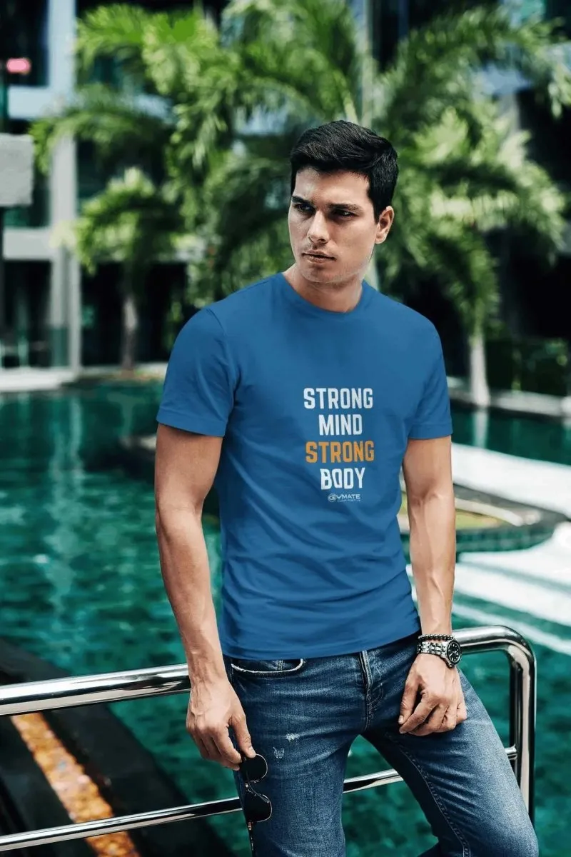 Graphic T shirt Mens Slogan 'Strong Mind Strong Body'