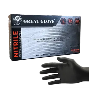 GREAT GLOVE Soft Black Nitrile Powder Free Gloves