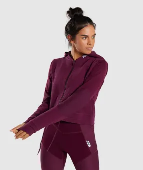 Gymshark True Texture Hooded Bomber Jacket - Dark Ruby