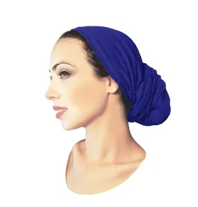 Head-Cover Pre-tied Headwear Versatile Ties Royal Blue Bandana Tichel Head-scarf ( Royal blue long -043)