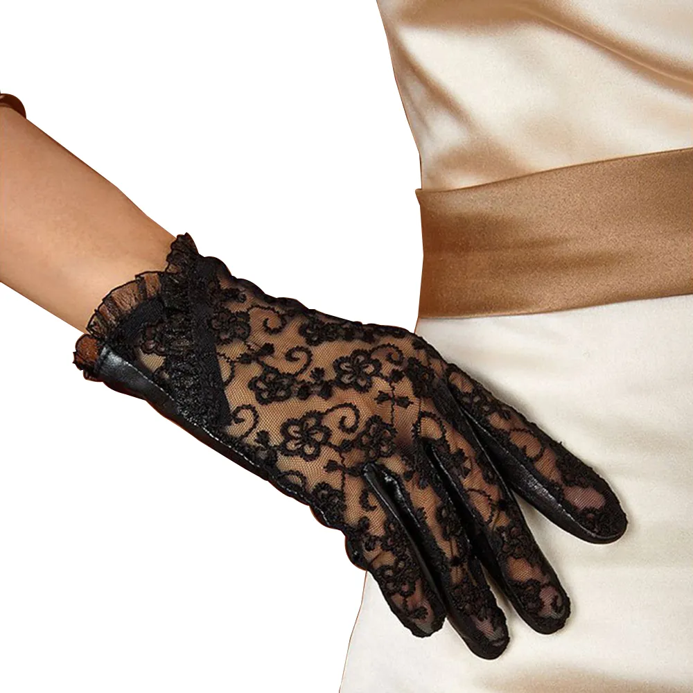 Highshine Women's Summer Sexy Lace Car Driving Leather Gloves touch screen Unlined