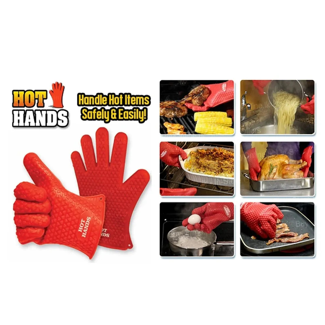 Hot Hands Heat-Resistant Non-Slip Silicone Cooking Gloves