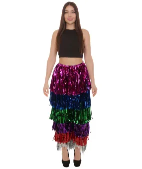 HPO Adult Women's Tinsel Wide Colorful Leg Pants, Perfect for Halloween, Tinsel Material