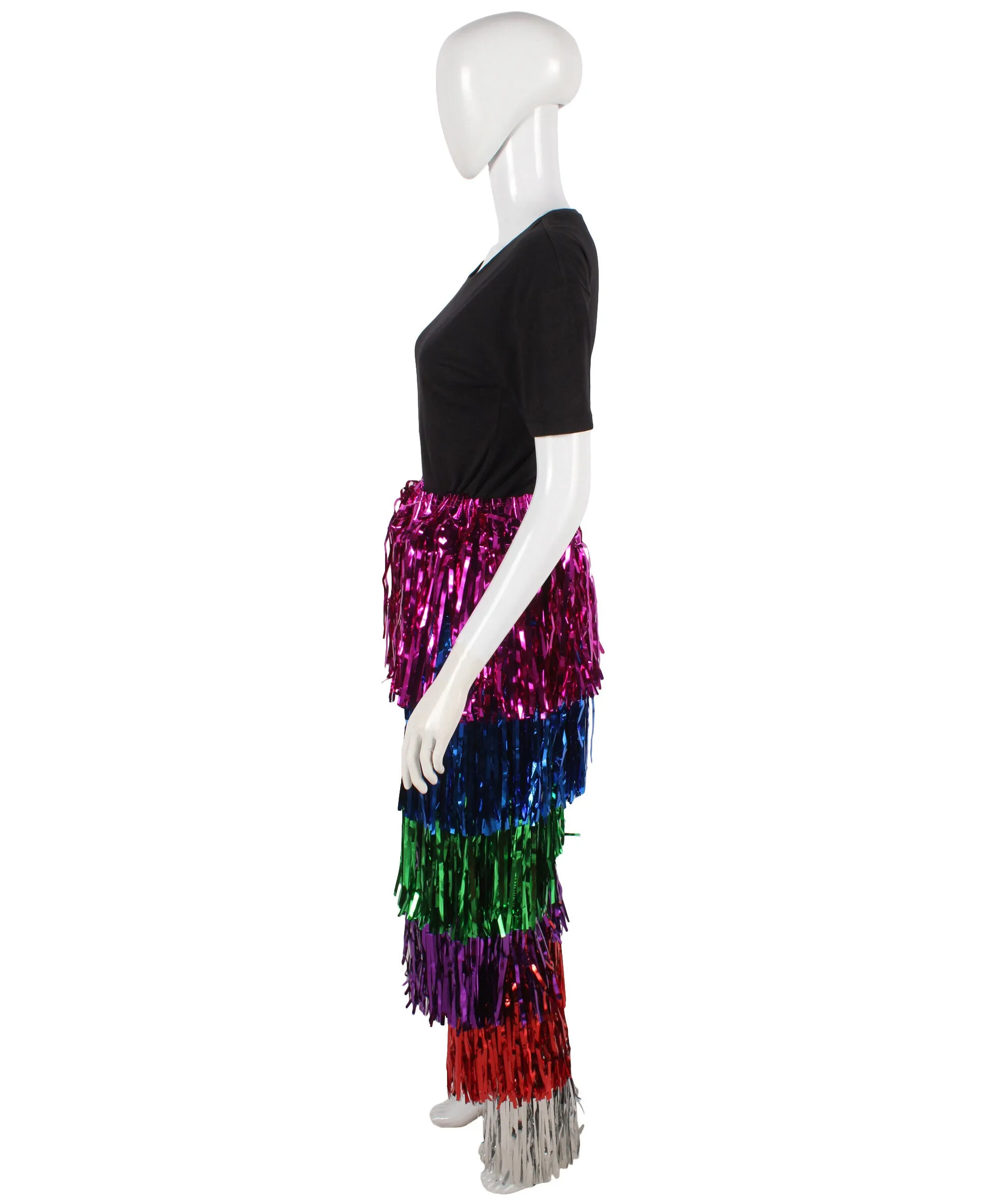 HPO Adult Women's Tinsel Wide Colorful Leg Pants, Perfect for Halloween, Tinsel Material