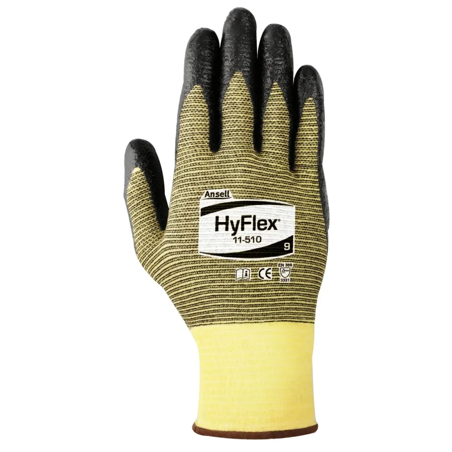 HyFlex® 11-511 Nitrile Palm Coated Gloves - HYFLEX 11-511 GRN KEVLARLN W/ BLK NIT FOAM