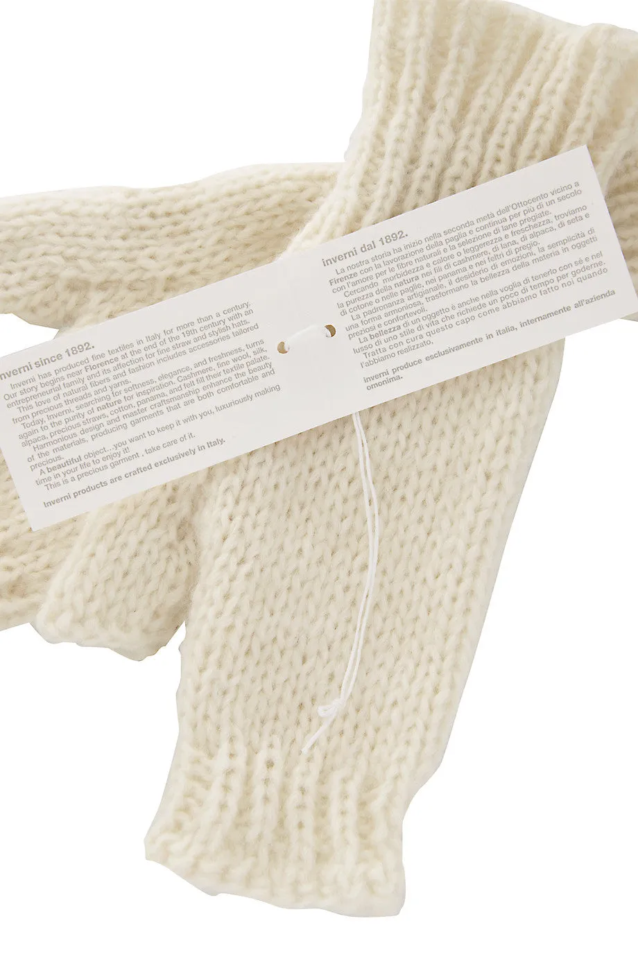 INVERNI ALPINE Baby Alpaca Cream Fingerless Women Wool Gloves