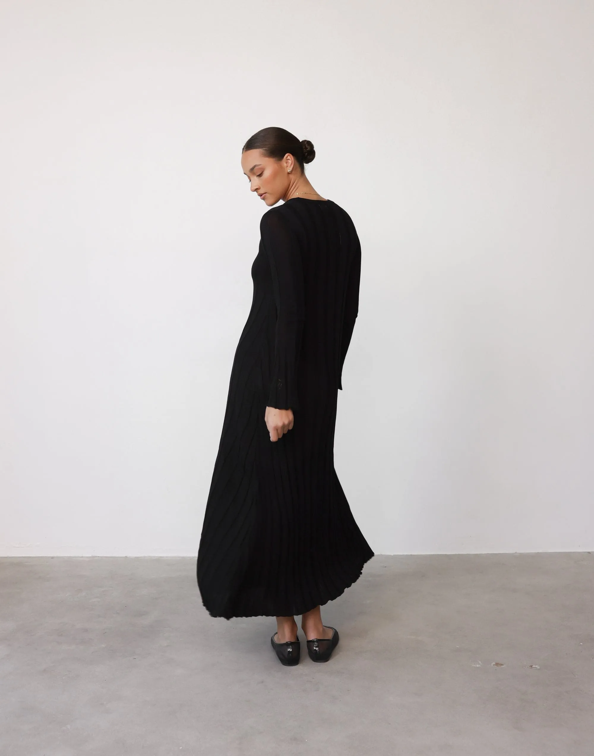 Jemima Long Sleeve Maxi Dress (Black)