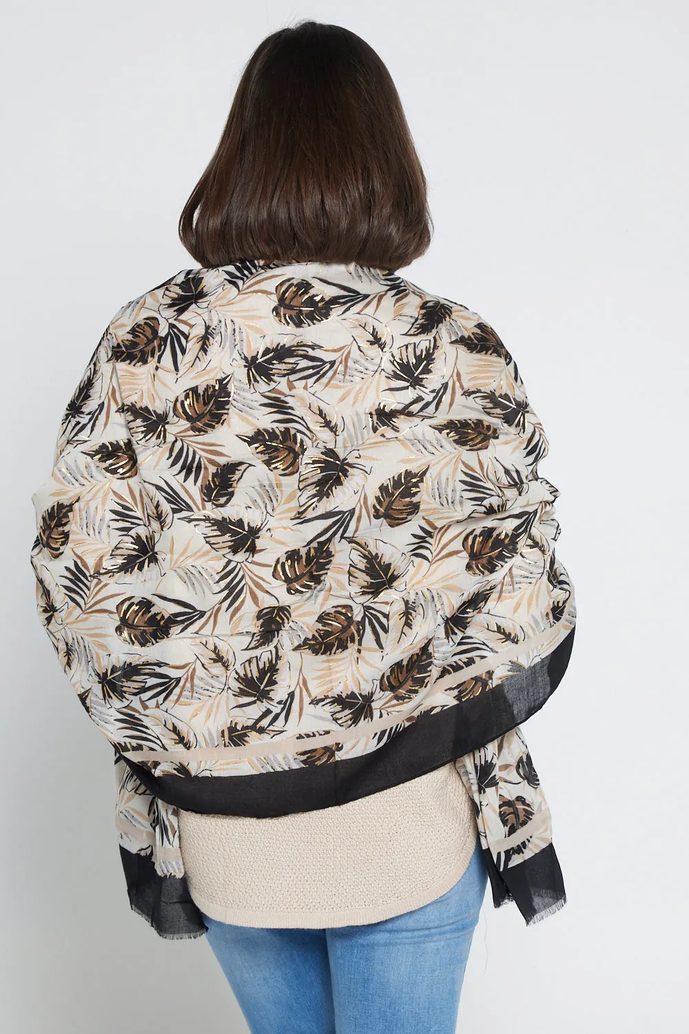 Joelle Scarf - Black/Gold Leaf