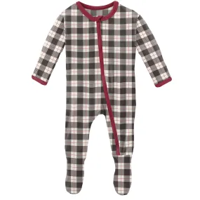 KicKee Pants Midnight Holiday Plaid Footie with Zipper