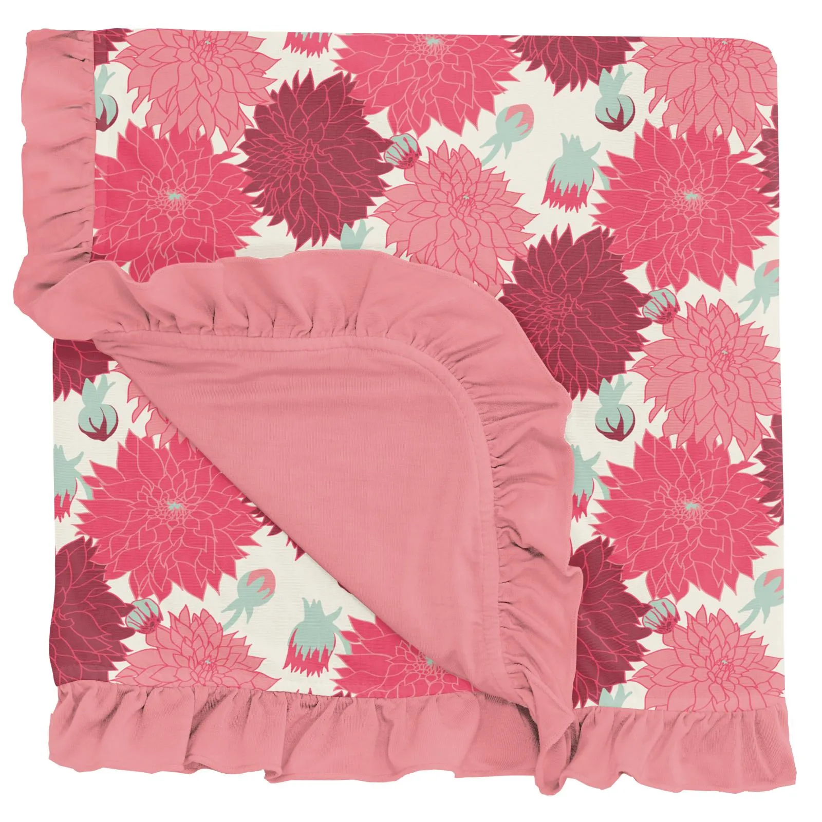 KicKee Pants Natural Dahlias Ruffle Stroller Blanket