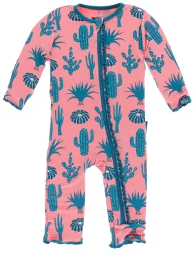 KicKee Pants Strawberry Cactus Muffin Ruffle Coverall with Zipper